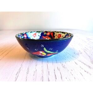 Hand Painted Turkish Ceramic Bowl With Floral Motifs